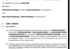 Permanent Employment Contract Template 9 Permanent Contract Of Employment Template Rppxa