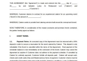 Personal Chef Contract Template Restaurant Catering Contract Word Template Free Download
