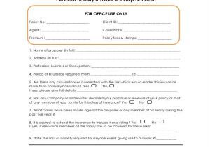 Personal Insurance Proposal Template 42 Insurance Proposal form Example