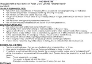 Personal Trainer Contract Templates Personal Training Agreement Sample Templates forms