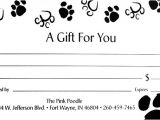 Pet Gift Certificate Template Packages Services Pink Poodle Professional High End