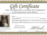 Pet Gift Certificate Template Pet Portraits and Wildlife Art by Canadian Nature and
