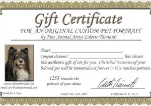 Pet Gift Certificate Template Pet Portraits and Wildlife Art by Canadian Nature and