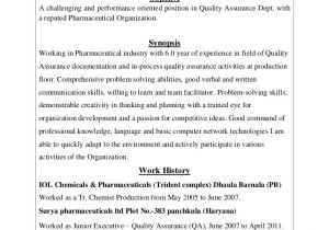 Pharmaceutical Quality Control Resume Sample Pharmaceutical Quality Control Resume Sample Quality