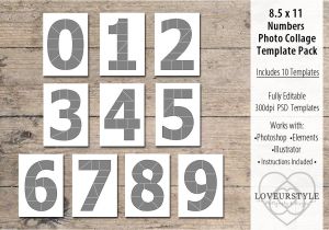 Photo Collage Number Templates 8 5×11 Number Photo Template Pack Templates Creative