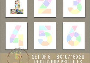 Photo Collage Number Templates Set Of 6 Year Birthday Collage Templates 8×10 16×20