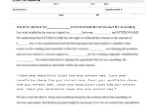 Photography Cancellation Contract Template Wedding Photography Cancellation form