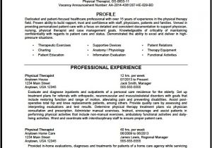 Physical therapy Resume Sample Federal Physical therapist Resume Sample the Resume Clinic