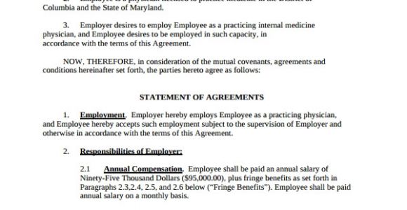 Physician Employment Contract Template Sample Physician Employment Agreement 7 Documents In