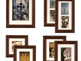 Picture Hanging Template Kit Gallery Perfect 7 Piece Walnut Wood Photo Frame Wall