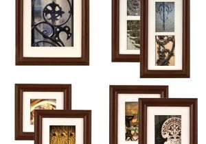 Picture Hanging Template Kit Gallery Perfect 7 Piece Walnut Wood Photo Frame Wall