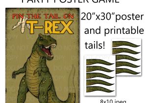 Pin the Tail On the Dinosaur Template Printable Diy Pin the Tail On Trex Dinosaur Party Game Poster