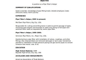 Pipefitter foreman Resume Samples Pipefitter Resume Template 6 Free Word Documents