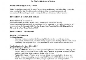 Piping Designer Resume Sample Marino Sam V Resume Piping Design 10 15