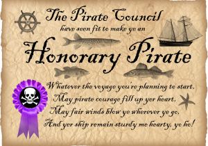 Pirate Certificate Template Honorary Pirate Certificate No Name Needed Rooftop
