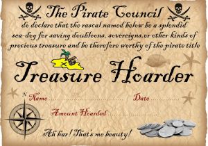 Pirate Certificate Template Pirate Certificate Treasure Hoarding Award Rooftop Post