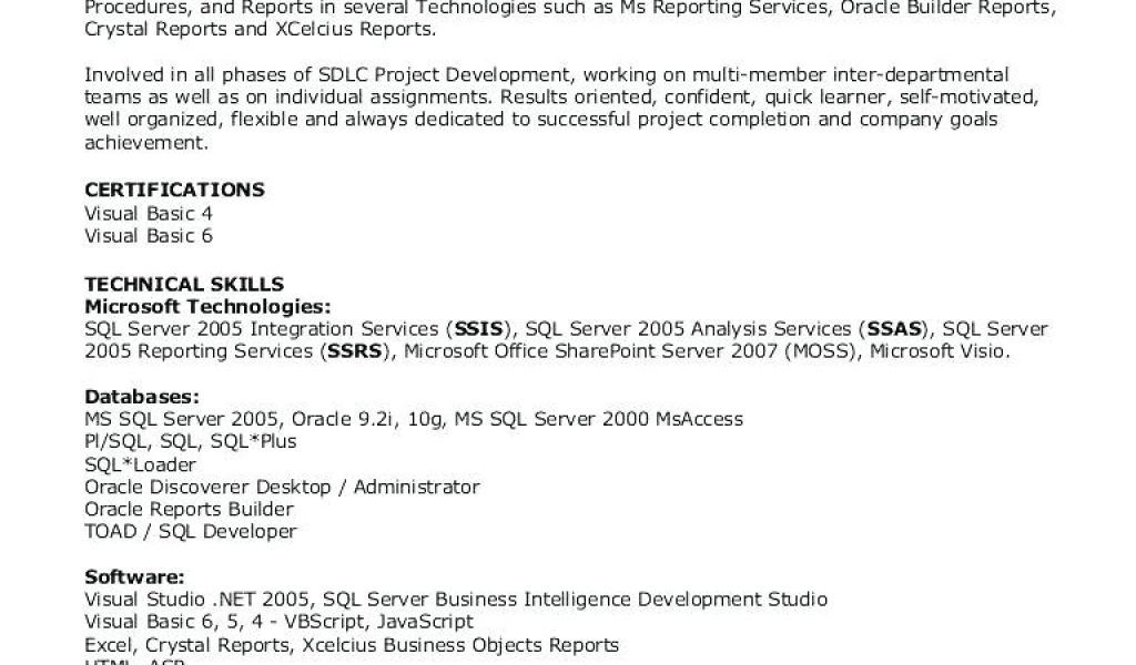 Pl Sql Fresher Resume Format Oracle Developer Sample Resume Erieairfair Williamson Ga Us