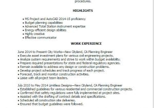 Planning Engineer Resume Professional Planning Engineer Templates to Showcase Your