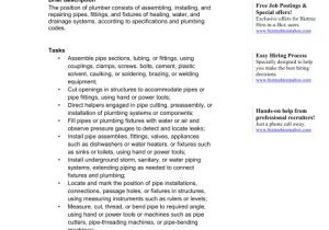 Plumbing Proposal Template Free Plumber Job Description Template Sample form Biztree Com