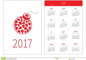 Pocket Calendar Template 2017 Pocket Calendar 2017 Year Week Starts Sunday Flat Design