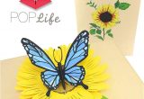 Pop Up Card Flower and butterfly Blue butterfly and Sunflower Pop Up Card – Poplife