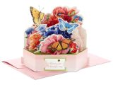 Pop Up Card Flower and butterfly Hallmark Pop Up Mothers Day Card or Birthday Card