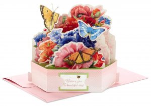 Pop Up Card Flower and butterfly Hallmark Pop Up Mothers Day Card or Birthday Card