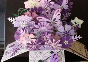 Pop Up Card Flower and butterfly Purple Flowers butterflies Pop Up Card Box by