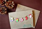 Pop Up Xmas Card Diy Handmade 3d Stockings Christmas Card Handpainted Watercolor