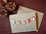 Pop Up Xmas Card Diy Handmade 3d Stockings Christmas Card Handpainted Watercolor