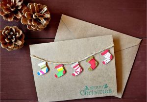 Pop Up Xmas Card Diy Handmade 3d Stockings Christmas Card Handpainted Watercolor