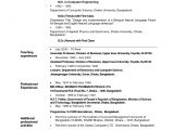 Post Graduate Fresher Resume format Resume format for Applying Lecturer Post Resume format