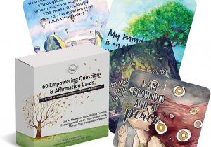 Power thought Cards (beautiful Card Deck) 60 Affirmation Cards with thought Provoking Empowering Questions Mindfulness Cards for Group and Self therapy Inspirational Self Care Gifts for