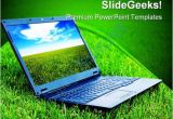 Powerpoint Templates Computer theme Laptop On Grass Computer Powerpoint Templates and