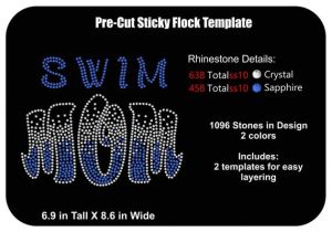 Pre Cut Sticky Flock Templates Pre Cut Rhinestone Flock Template Swim Mom Rhinestone