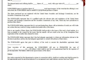 Pre Incorporation Contract Template Free Printable Stock Subscription Agreement Pre