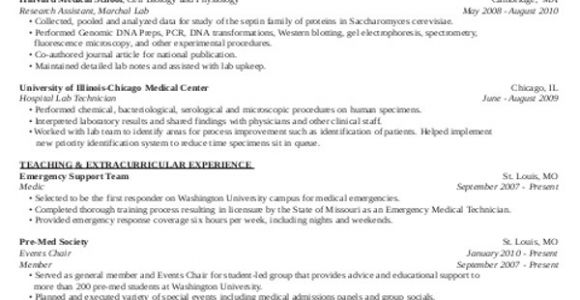 Pre Med Student Resume Medical Student Cv Sample 7 Examples In Word Pdf