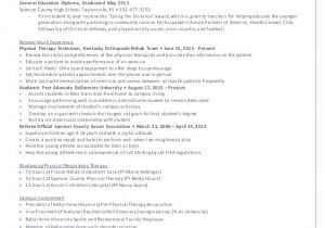 Pre Physical therapy Student Resume 6 7 Physical therapy Resume Resumename Com