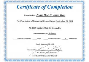 Premarital Counseling Certificate Of Completion Template Florida Premarital Course Online Licensed Provider Only