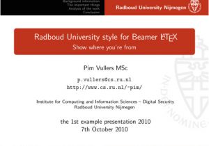Presentation In Latex Template Radboud University Beamer Version 1 Latex Template