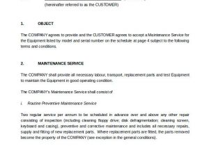 Preventative Maintenance Contract Templates Maintenance Contract Template 20 Download Documents In