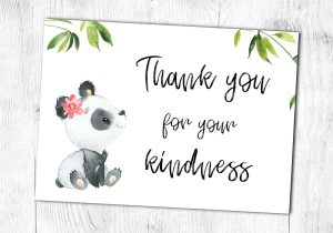 Print A Thank You Card Printable Thank You Card Panda Girl Thank You for Your