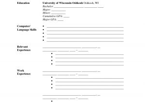 Print Blank Resume form Fill In Blank Resume form Fill In the Blank Sample