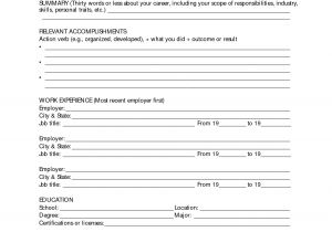 Printable Blank Resume Paper 10 Best Images Of Blank Resume Template Worksheet Free