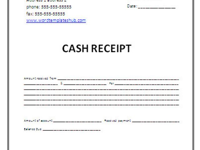 Printable Cash Receipt Template Printable Sample Cash Receipt Template Layout For Your 0233