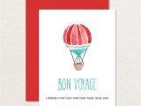 Printable Farewell Card for Colleague Bon Voyage Watercolor Hot Air Balloon Printable Greeting
