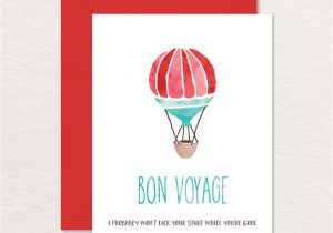Printable Farewell Card for Coworker Bon Voyage Watercolor Hot Air Balloon Printable Greeting