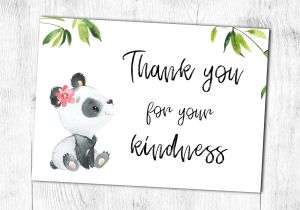 Printable Thank You Card Template Printable Thank You Card Panda Girl Thank You for Your