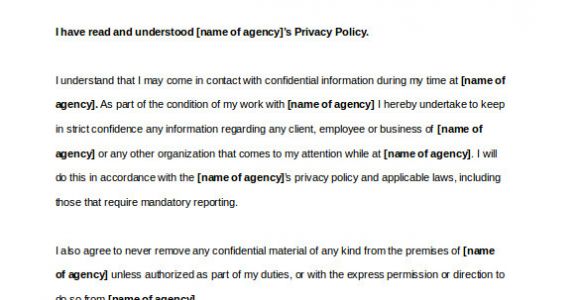 Privacy Contract Template 10 Confidentiality Agreement Templates Word Excel