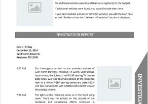 Private Investigator Surveillance Report Template Private Investigator Report Template Document Downloads